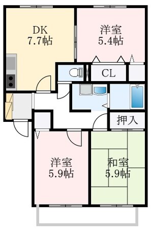 ハイマート金川ⅡA棟の物件間取画像